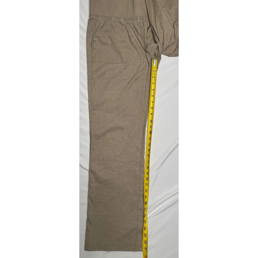 Prana Mantra Straight Leg Hemp Blend Pants Tan Khaki Womens Small Yoga Bohemian